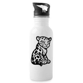 Cheetah Animal Comic - Water bottle with straw - white - Right
