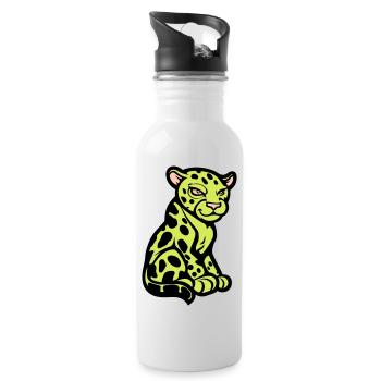 Cheetah Animal Comic - Water bottle with straw - white - Right
