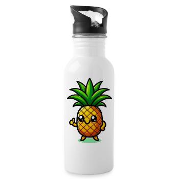 Pineapple - Water bottle with straw - white - Right