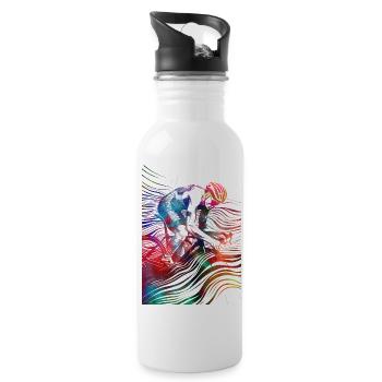 Cycling Bike sport art #cycling - Water bottle with straw - white - Right