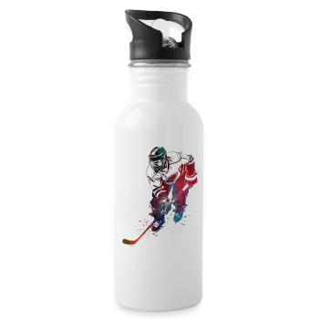 Hockeyspieler Sport Kunst #hockey #sport - Trinkflasche mit integriertem Trinkhalm - Weiß - Rechts