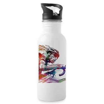 Cycling Bike sport art #cycling - Water bottle with straw - white - Right