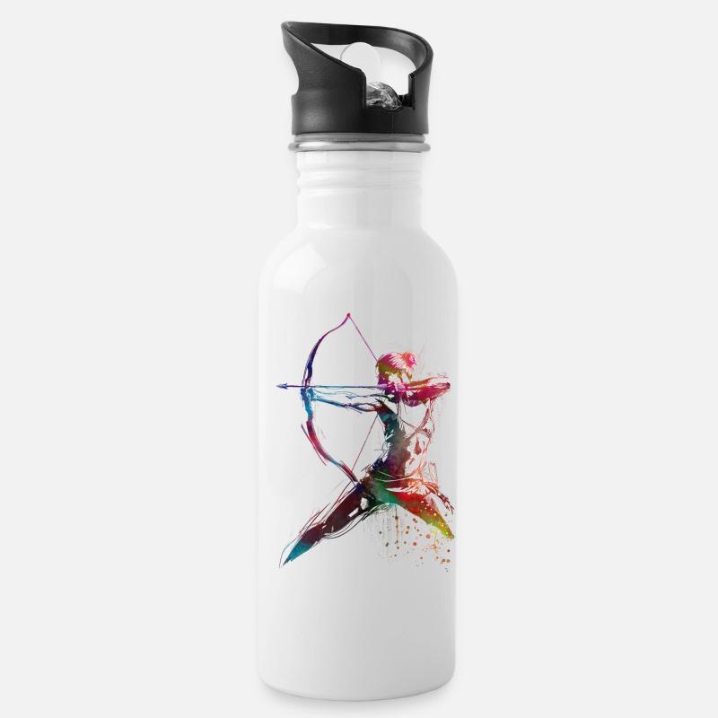 Art du tir à l’arc #archery - Gourde avec paille intégrée - blanc