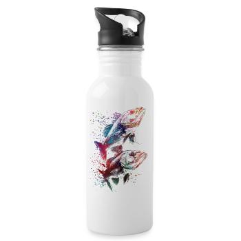 Fishing sport art #fishing - Water bottle with straw - white - Right