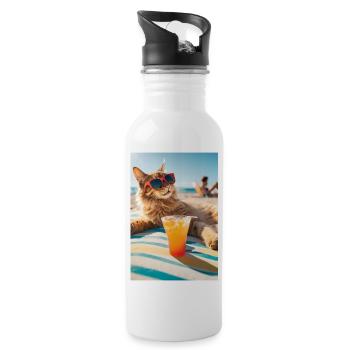 Cats - Pension - Water bottle with straw - white - Right