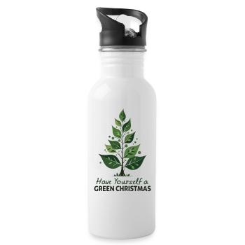 Sapin de Noël vert écologique - Gourde avec paille intégrée - blanc - Droite