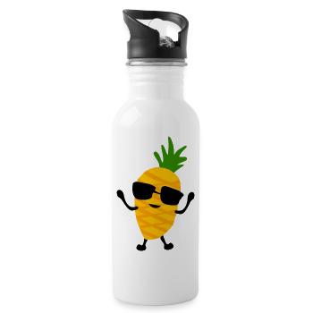 Pineapple with glasses - Trinkflasche mit integriertem Trinkhalm - Weiß - Rechts