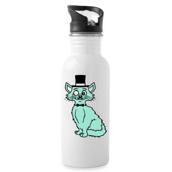 Sir Cat Gentleman Chapeau haut de forme Monocle Rich Gentleman - Gourde avec paille intégrée - blanc - Droite