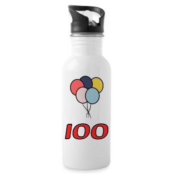100. 100 ANS. 100e ANNIVERSAIRE. ANNIVERSAIRE 100 - Gourde avec paille intégrée - blanc - Droite