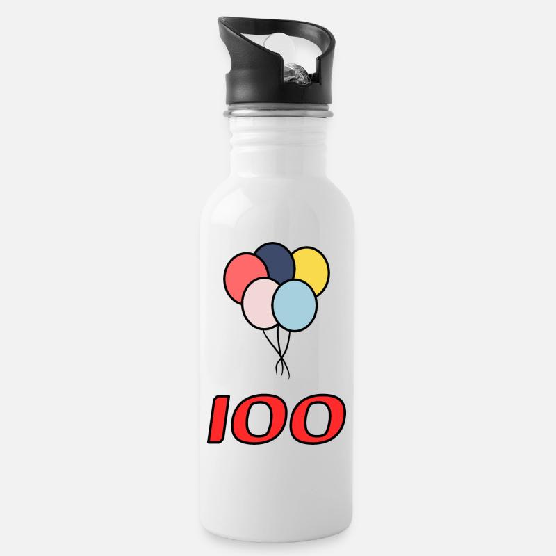 100. 100 ANS. 100e ANNIVERSAIRE. ANNIVERSAIRE 100 - Gourde avec paille intégrée - blanc