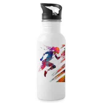 Läufer Sport Kunst #runner #sport #jogging - Trinkflasche mit integriertem Trinkhalm - Weiß - Rechts