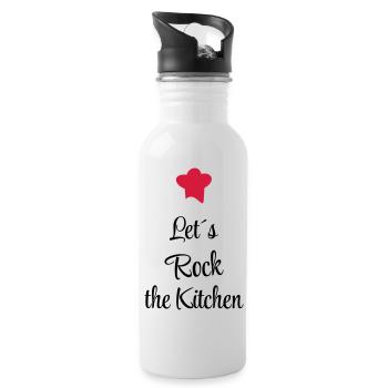 Let`s rock the Kitchen - Trinkflasche mit integriertem Trinkhalm - Weiß - Rechts