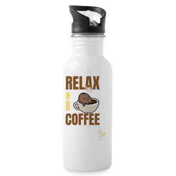 Relax and drink coffee - Trinkflasche mit integriertem Trinkhalm - Weiß - Rechts