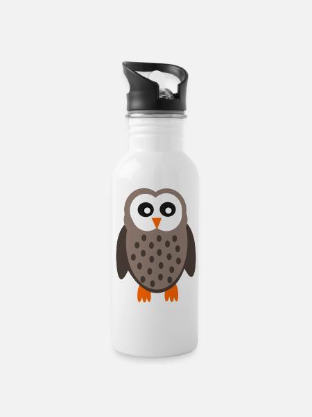 lustige Eule Eulen T-shirt - Trinkflasche mit integriertem Trinkhalm - Weiß