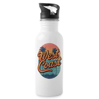 West Coast - USA, Surfing & Travel - Water bottle with straw - white - Right