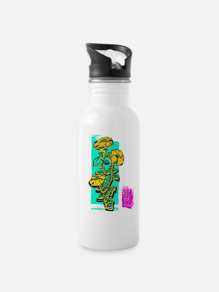 Hanabusa Takoizu - Trinkflasche mit integriertem Trinkhalm - Weiß