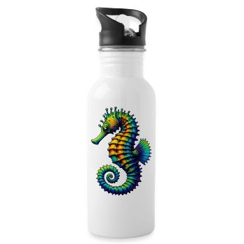 Seahorse - Water bottle with straw - white - Right