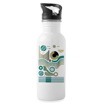 Design "Fractal Pulse" - Trinkflasche mit integriertem Trinkhalm - Weiß - Rechts