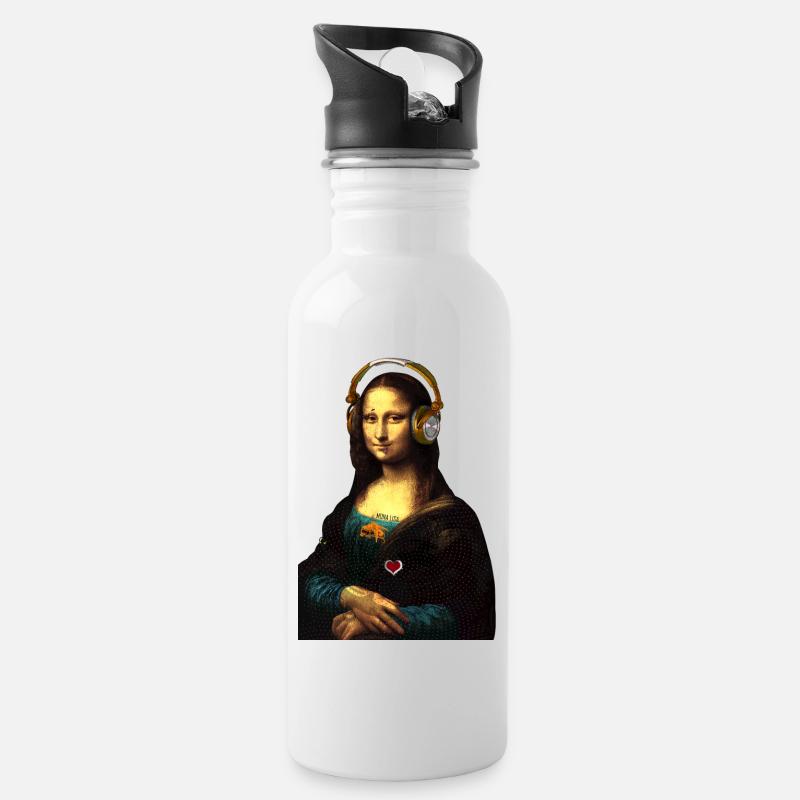 Mona Lisa - Water bottle with straw - white