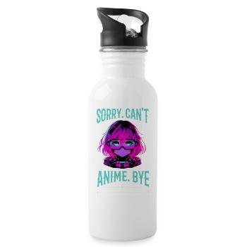 Sorry. Can't. Anime. Bye. futuristic anime girl - Water bottle with straw - white - Right