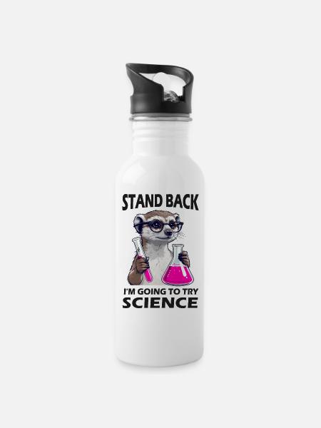 Prendre du recul - un suricate s’essaie à la science - Gourde avec paille intégrée - blanc