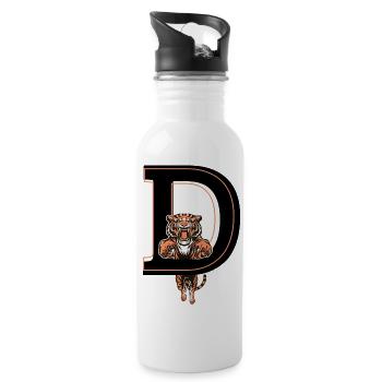 Tiger Brief - Geschenkidee - Trinkflasche mit integriertem Trinkhalm - Weiß - Rechts