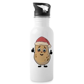 Kartoffel Nikolaus Weihnachtsmann Kartoffeln - Trinkflasche mit integriertem Trinkhalm - Weiß - Rechts