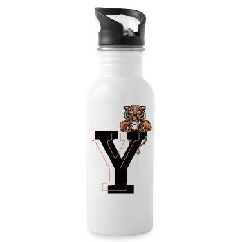 Brief und Tiger - Geschenkidee - Trinkflasche mit integriertem Trinkhalm - Weiß - Rechts