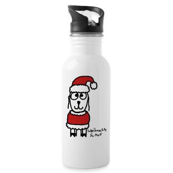Weihnachts ScHoF - Trinkflasche mit integriertem Trinkhalm - Weiß - Rechts