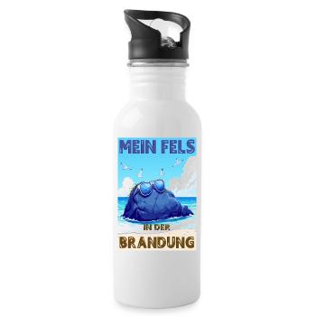 Mein Fels in der Brandung - deutsche Version - Trinkflasche mit integriertem Trinkhalm - Weiß - Rechts