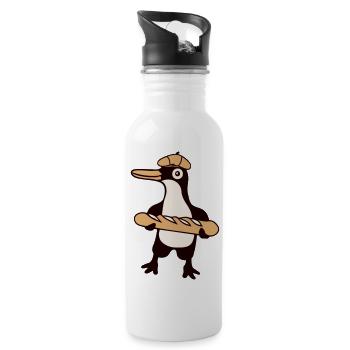 Pingouin Baguette Française Paris France Mignon - Gourde avec paille intégrée - blanc - Droite