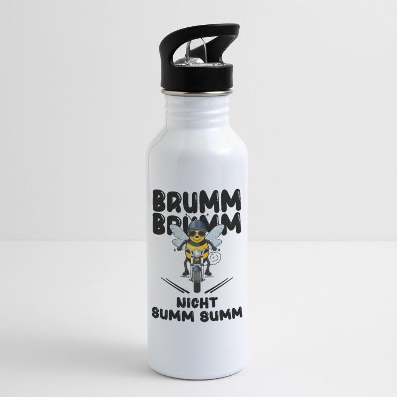 Bee Motorcycle Buzz Buzz Not Buzz Buzz Black Water bottle with straw