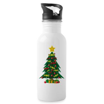 Christmas tree with a lot of love and star. - Water bottle with straw - white - Right