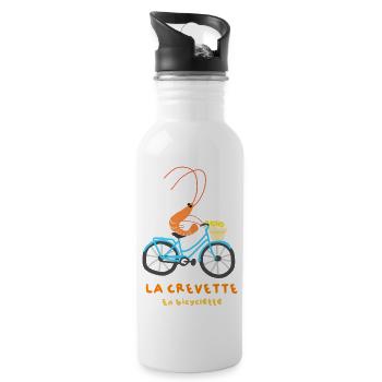 Shrimp on a bicycle - Water bottle with straw - white - Right