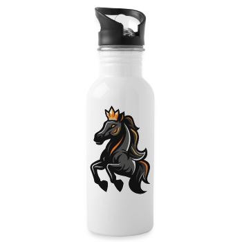 Cheval Cartoon Couronne - Gourde avec paille intégrée - blanc - Droite