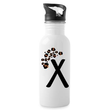 Letter x leopard print - Water bottle with straw - white - Right