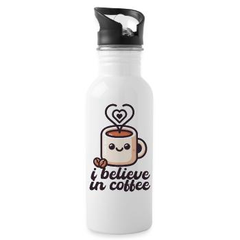 Café Cadeau Tasse à café Caféine Grain de café - Gourde avec paille intégrée - blanc - Droite