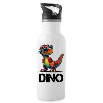 Dino mit Sonnenbrille - Trinkflasche mit integriertem Trinkhalm - Weiß - Rechts