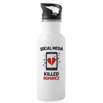 Les médias sociaux ont détruit la romance - Gourde avec paille intégrée - blanc - Droite