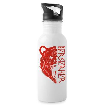 Guerrier ours rouge - Gourde avec paille intégrée - blanc - Droite