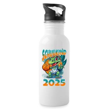 Écolier 2025 Dinosaur Dino School Inscription École - Gourde avec paille intégrée - blanc - Droite