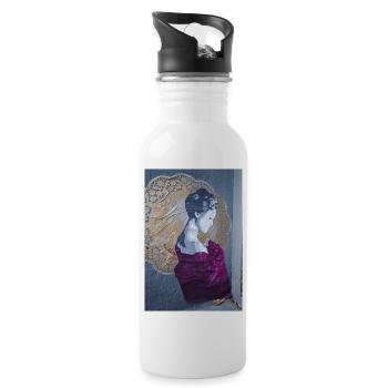 Streetart - Trinkflasche mit integriertem Trinkhalm - Weiß - Rechts