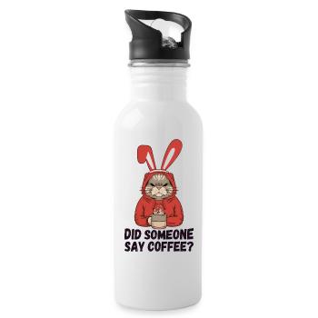 Quelqu’un a dit café ? Chat aux oreilles de lapin - Gourde avec paille intégrée - blanc - Droite