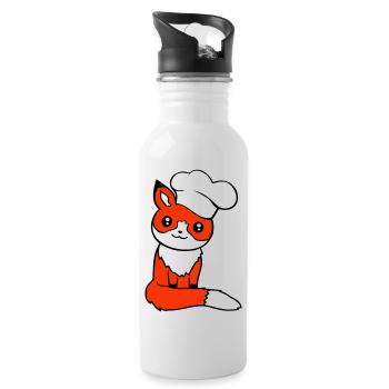 Fox Chapeau de chef Chef Cuisine Restaurant Cuisine - Gourde avec paille intégrée - blanc - Droite