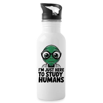 I'm Just Here to Study Humans Alien - Water bottle with straw - white - Right