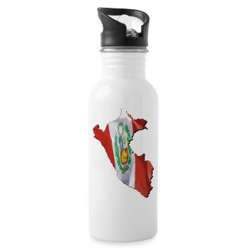Peru Flagge in der Peru Landkarte - Trinkflasche mit integriertem Trinkhalm - Weiß - Rechts