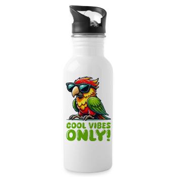 papagei sonnenbrille comic - Trinkflasche mit integriertem Trinkhalm - Weiß - Rechts