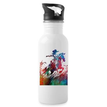 Horse Rider sport art #rider #horse #sport - Water bottle with straw - white - Right