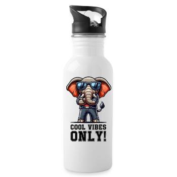 Elefant Comic cool - Trinkflasche mit integriertem Trinkhalm - Weiß - Rechts
