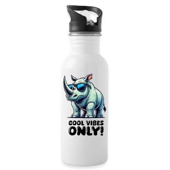 nashorn comic - Trinkflasche mit integriertem Trinkhalm - Weiß - Rechts
